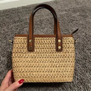 Woven Handbag, New Condition, Brown, Tan
